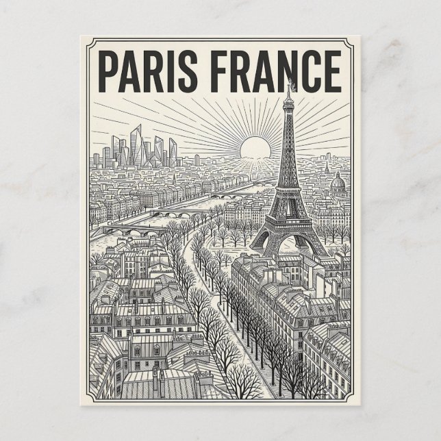 Cartão Postal Viagem Paris França  (Frente)