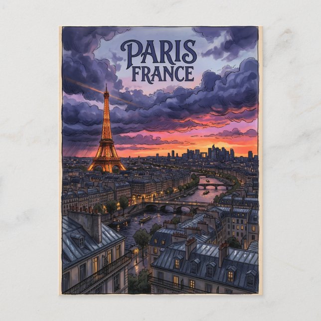Cartão Postal Viagem Paris França  (Frente)