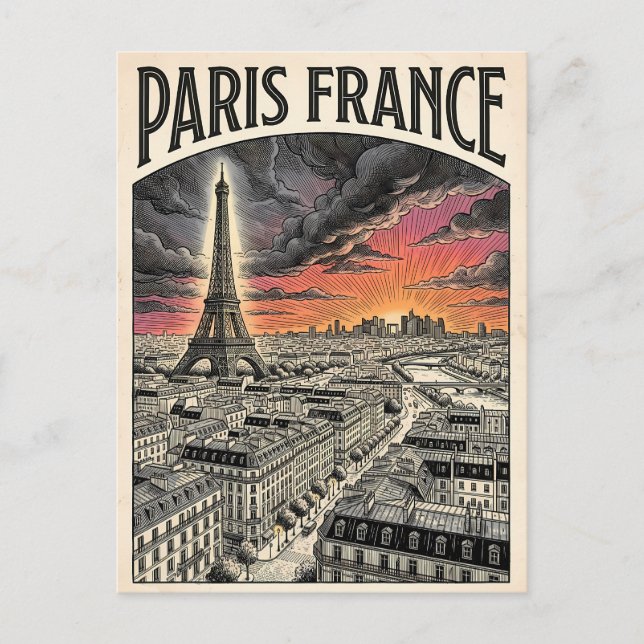 Cartão Postal Viagem Paris França  (Frente)