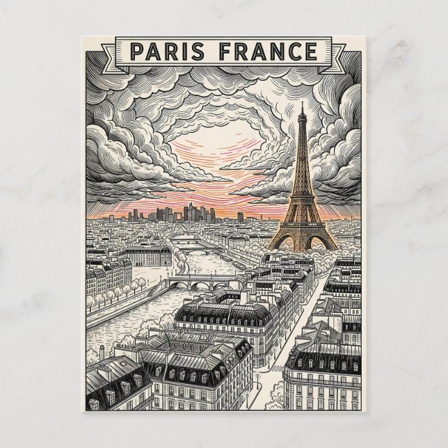 Cartão Postal Viagem Paris França  (Frente)