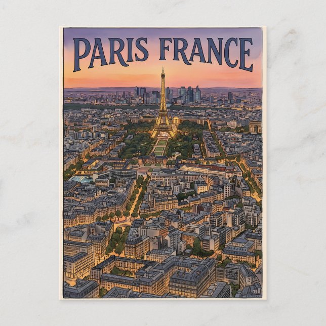 Cartão Postal Viagem Paris França  (Frente)