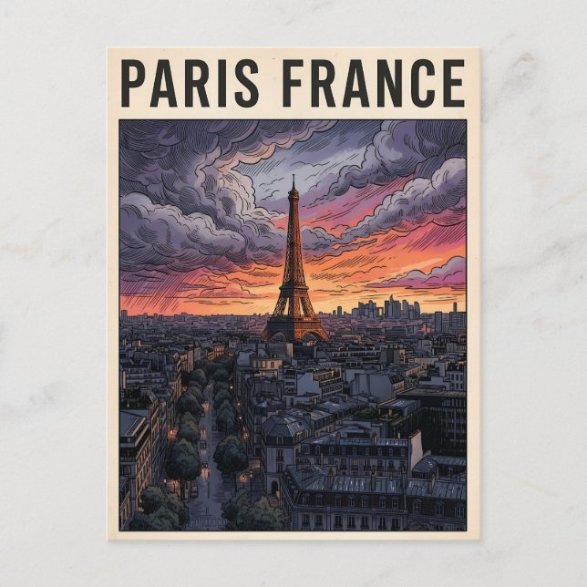 Cartão Postal Viagem Paris França  (Frente)