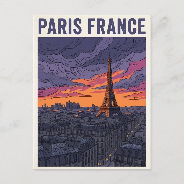 Cartão Postal Viagem Paris França  (Frente)