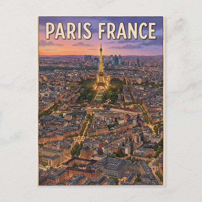 Cartão Postal Viagem Paris França  (Frente)