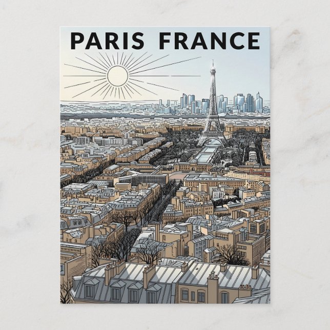 Cartão Postal Viagem Paris França  (Frente)
