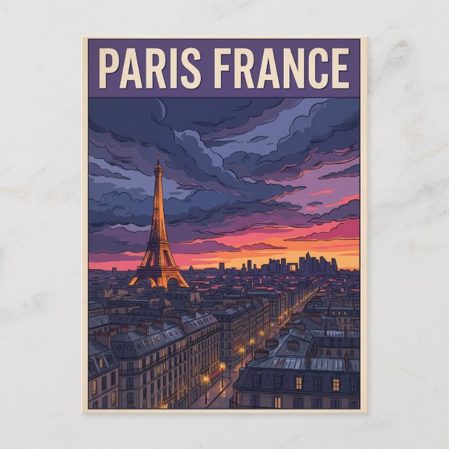 Cartão Postal Viagem Paris França  (Frente)
