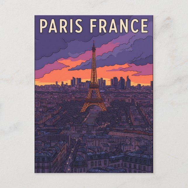 Cartão Postal Viagem Paris França  (Frente)