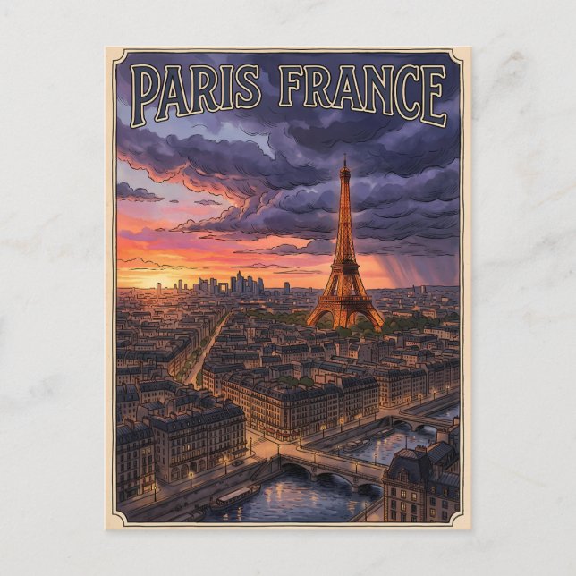 Cartão Postal Viagem Paris França  (Frente)