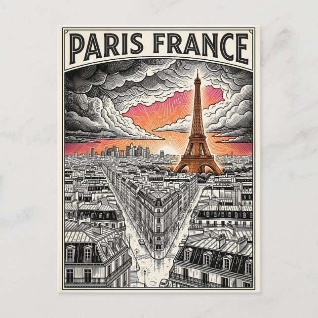 Cartão Postal Viagem Paris França  (Frente)