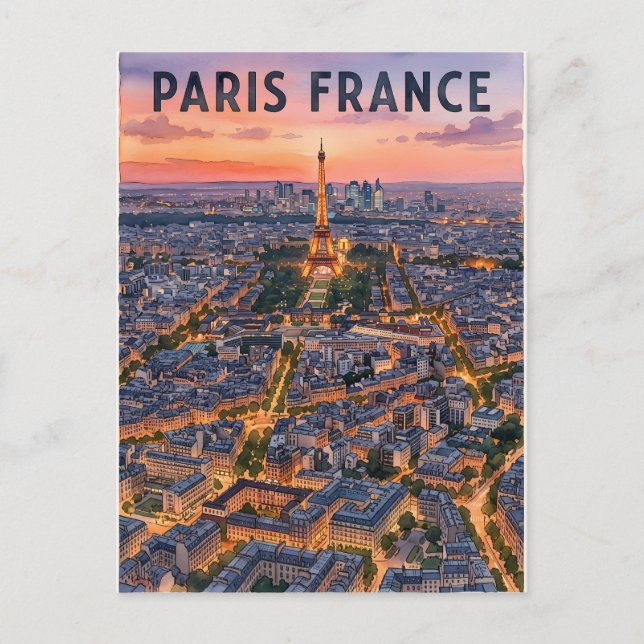 Cartão Postal Viagem Paris França  (Frente)