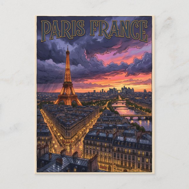 Cartão Postal Viagem Paris França  (Frente)