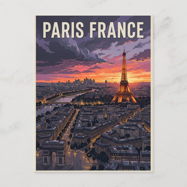 Cartão Postal Viagem Paris França  (Frente)