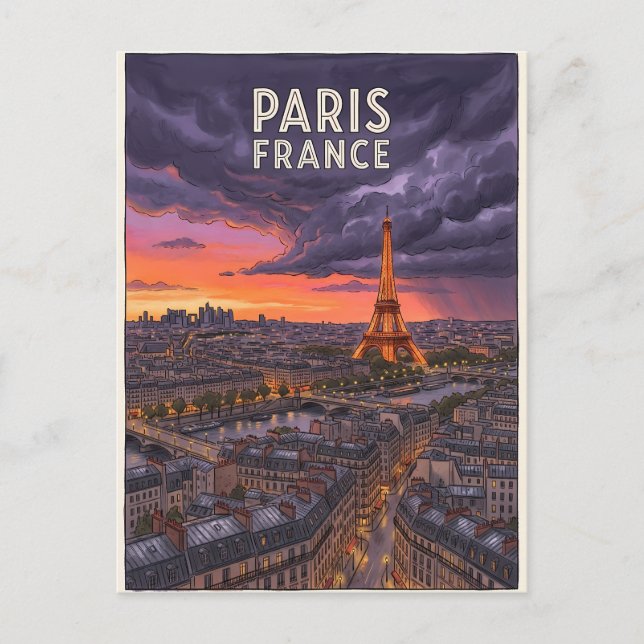 Cartão Postal Viagem Paris França  (Frente)