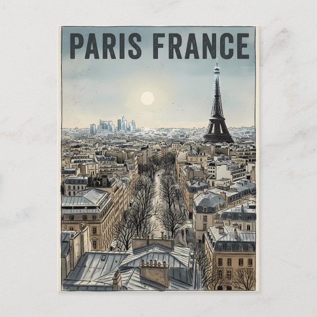 Cartão Postal Viagem Paris França  (Frente)