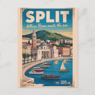 Cartão Postal Viagem pela Cidade Retro de Split Croácia