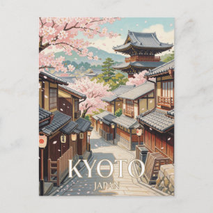 Cartão Postal Viagem pela Primavera Índigo de Kyoto Gion