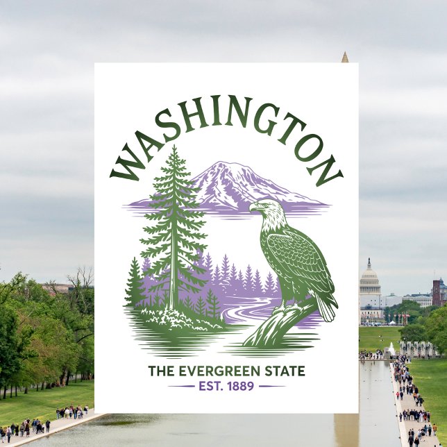 Cartão Postal Viagem pelo Estado Sempre Verde de Washington (Washington Evergreen State Travel Postcard
)