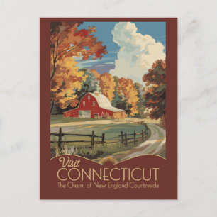 Cartão Postal Viagem pelo Interior de Connecticut Arte Vintage