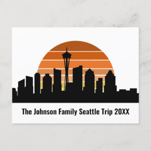 Cartão Postal Viagem Personalizada da Família Sunset Skyline Sky