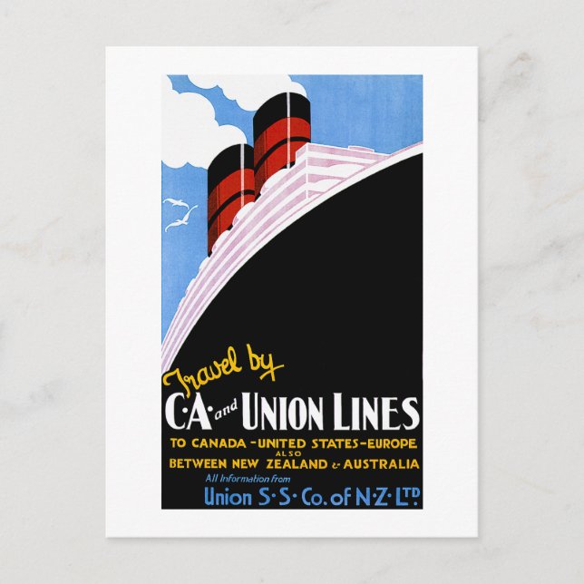 Cartão Postal Viagem por C e A e Linhas da União (Frente)