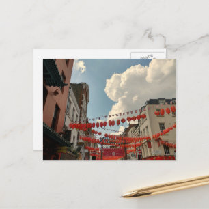 Cartão Postal Viagem Reino Unido Londres Chinatown Bandeira Lant