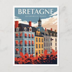 Cartão Postal Viagem Retro Bretagne França