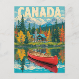 Cartão Postal Viagem Retro Canadá – Montanhas & Floresta Outonal