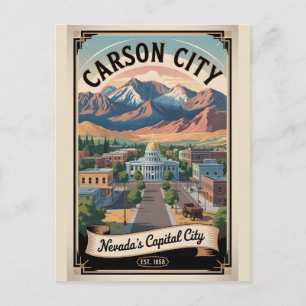 Cartão Postal Viagem Retro Carson City Nevada Antiga