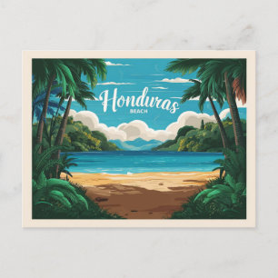 Cartão Postal Viagem Retro da praia em Honduras