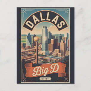 Cartão Postal Viagem Retro Dallas Texas Big D Vintage