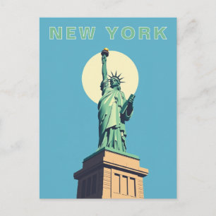 Cartão Postal Viagem Retro Estátua da Liberdade Nova York
