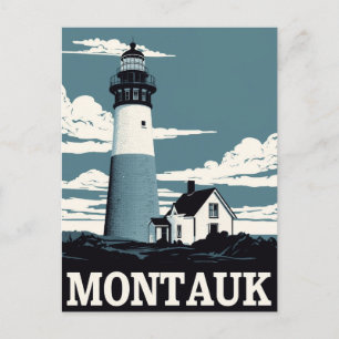 Cartão Postal Viagem Retro Farol de Montauk