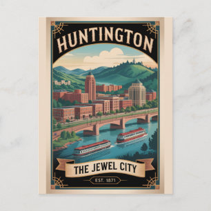 Cartão Postal Viagem Retro Huntington West Virginia Vintage