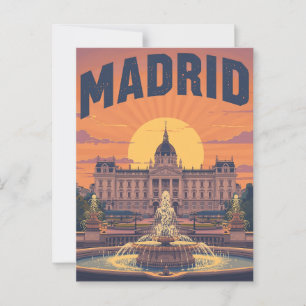 Cartão Postal Viagem Retro Madrid