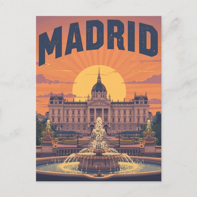Cartão Postal Viagem Retro Madrid (Frente)