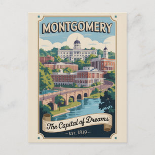 Cartão Postal Viagem Retro Montgomery Alabama Vintage