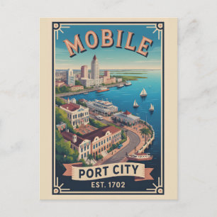 Cartão Postal Viagem Retro Móvel Alabama Vintage