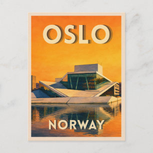 Cartão Postal Viagem Retro Oslo Noruega Praia Panorâmica Pôr do