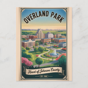 Cartão Postal Viagem Retro Overland Park Kansas Vintage