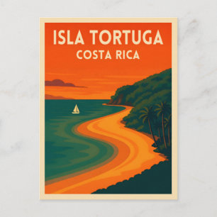 Cartão Postal Viagem Retro Vintage Costa Rica Isla Tortuga