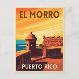 Cartão Postal Viagem Retro Vintage Porto Rico Pôr do Sol em San 