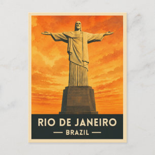 Cartão Postal Viagem Retro Vintage Rio de Janeiro Brasil Pôr do