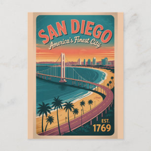 Cartão Postal Viagem Retro Vintage San Diego Califórnia