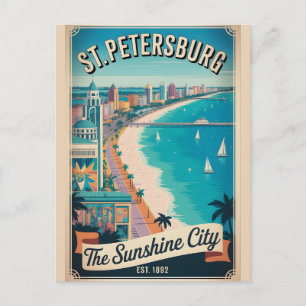 Cartão Postal Viagem Retro Vintage St. Petersburg Flórida