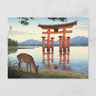 Cartão Postal Viagem Shrine de Miyajima Floating Torii Itsukushi