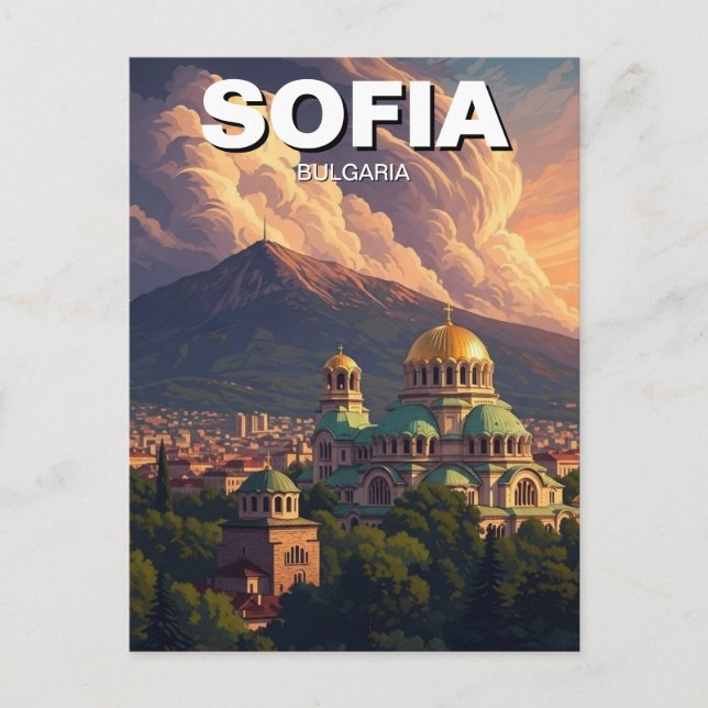 Cartão Postal Viagem Sofia Bulgária (Frente)
