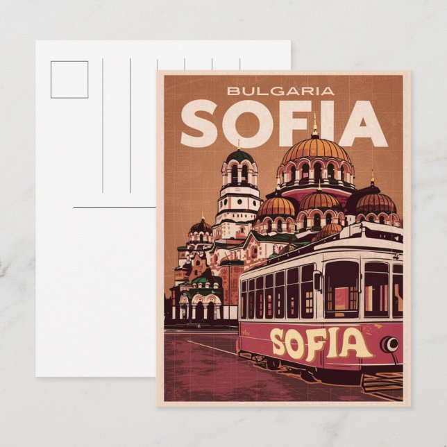 Cartão Postal Viagem Sófia, bulgária presentes e lembranças vint (Frente/Verso)
