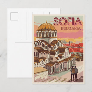 Cartão Postal Viagem Sófia, bulgária presentes e lembranças vint