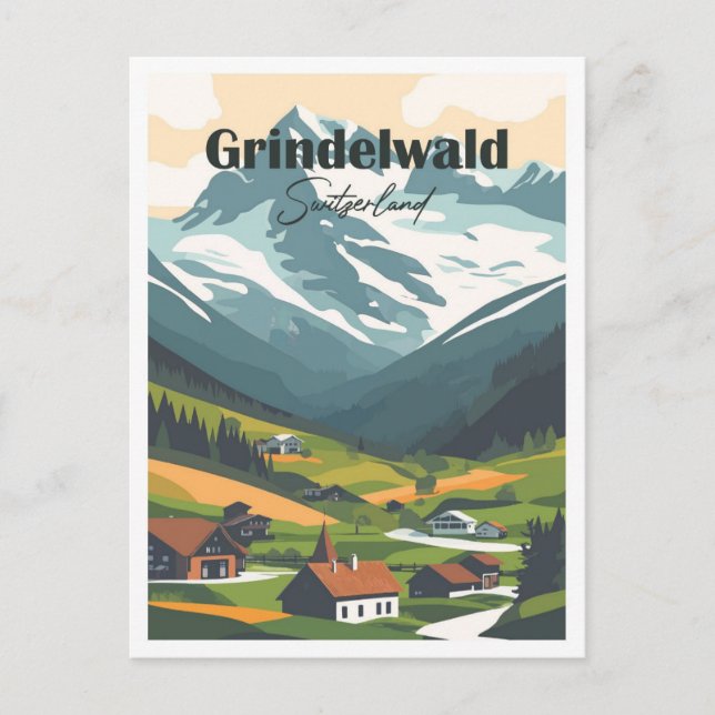 Cartão Postal Viagem Suiça de Trabalho de arte Grindelwald (Frente)