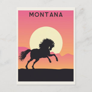 Cartão Postal Viagem Sunset da Montanha do Cavalo de Montana Vin